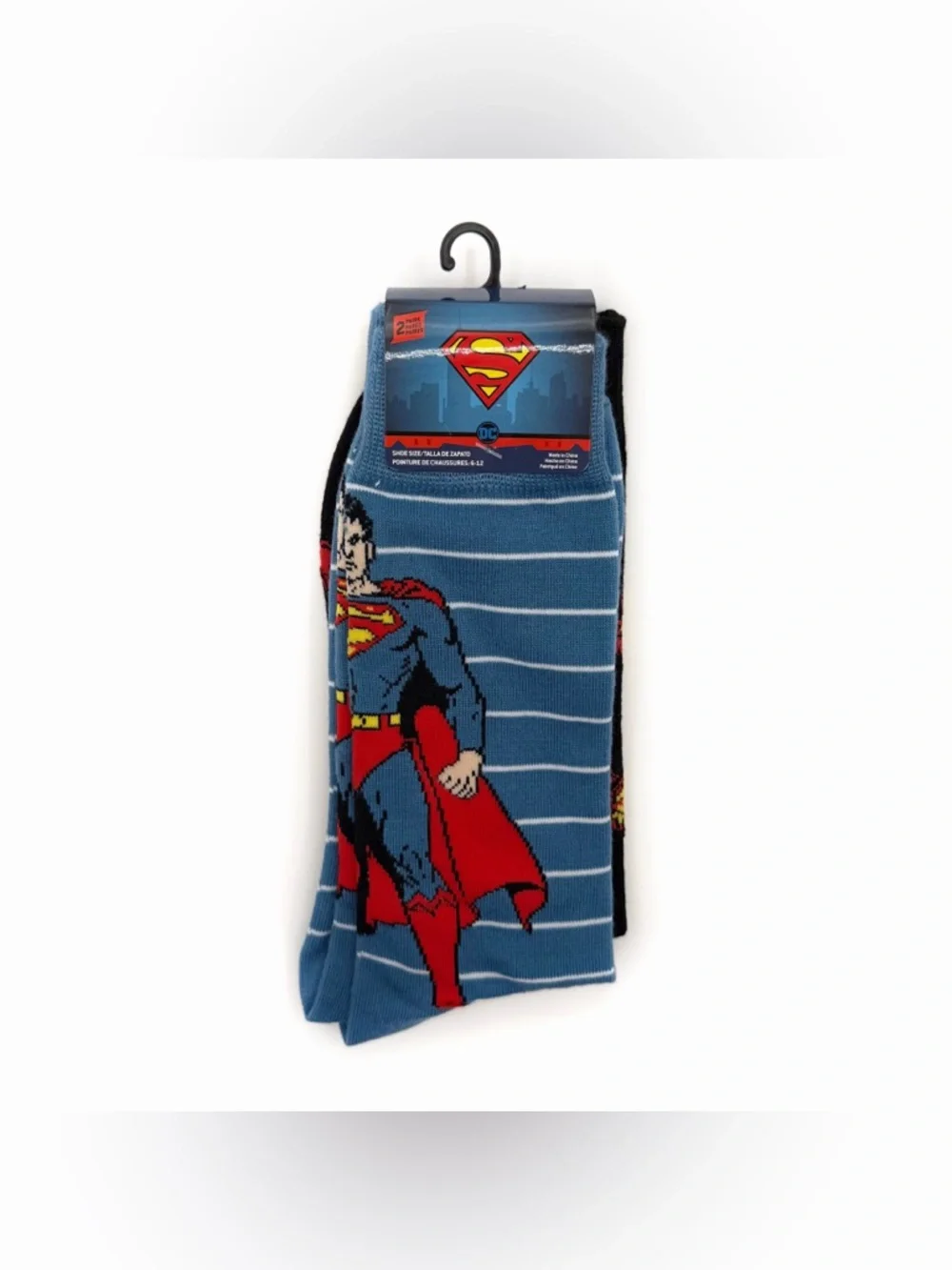 NWT New DC Comics Superman Crew Socks Mens Womens Superhero Gift Blue Red Comics